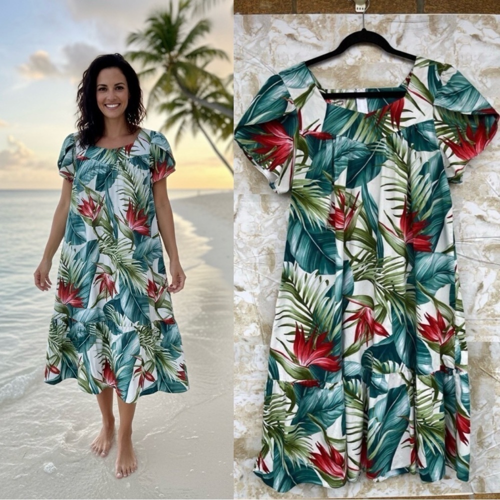 Hilo Hattie Hawaiian Original floral print dress size large